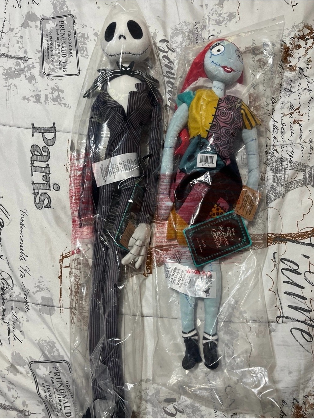 Jack Skellington & Sally Plush set The Nightmare Before Christmas 26" H & 21” H